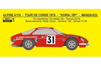 Decal – Alpine A 110  - Tour de Corse 1970 - Manzagol